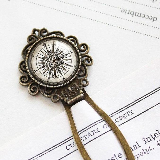 Steampunk Compass Bookmark, Vintage Compass Bookmark, Marine Compass, Bookmark, Reading, Accessories Book Lovers, Librarians Bookworms gifts