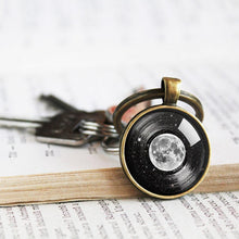 Load image into Gallery viewer, Moon Galaxy Vinyl Record Keychain - 11pixeli
