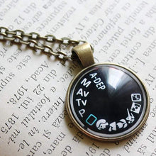 Load image into Gallery viewer, Camera Dial Pendant - Camera Dial Necklace - Gift for Photographer - Photographer Gift -Camera Jewelry - Photography Necklace

