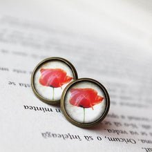 Load image into Gallery viewer, Red Flower Poppy Stud Earrings - 11pixeli
