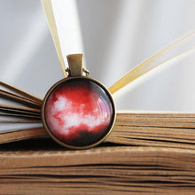 Load image into Gallery viewer, Black Red Galaxy Stud Pendant - Galaxy Necklace - Space Nebula Jewelry
