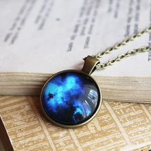Load image into Gallery viewer, Dark Blue Galaxy Necklace - Space Stud Pendant - Universe Jewelry - Galaxy Necklace - Space Necklace - Dark Blue Pendant Galaxy Universe

