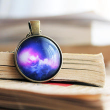 Load image into Gallery viewer, Purple Galaxy Necklace - Space Stud Pendant - Universe Jewelry - Galaxy Necklace - Space Necklace - Purple Pendant Galaxy Universe
